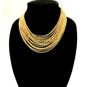 Vintage CORO 15 Strand 16" Gold-Tone Chain Necklace
